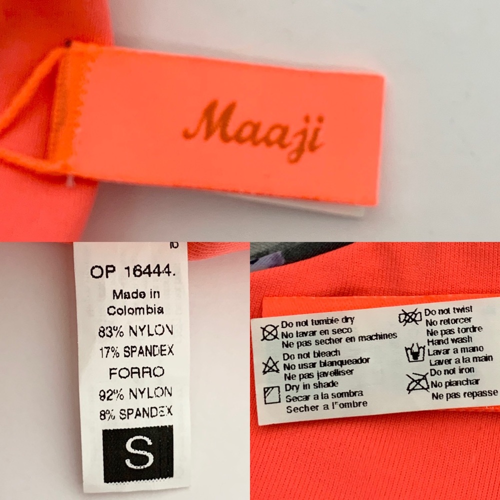 Maaji Bouquet Twister Orange Floral Reversible Bralette Bikini Top Sz S - Picture 10 of 14